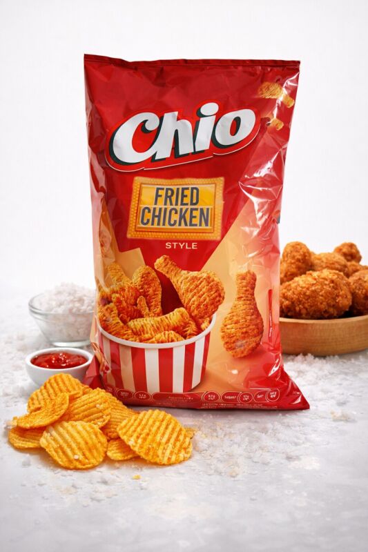 Chio Fried Chicken Style smažený bramborový snack s příchutí pečené kuře 65g